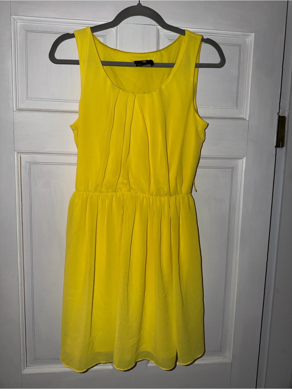 Iz Byer Sunny Yellow Sleeveless Pleated Waist Dress